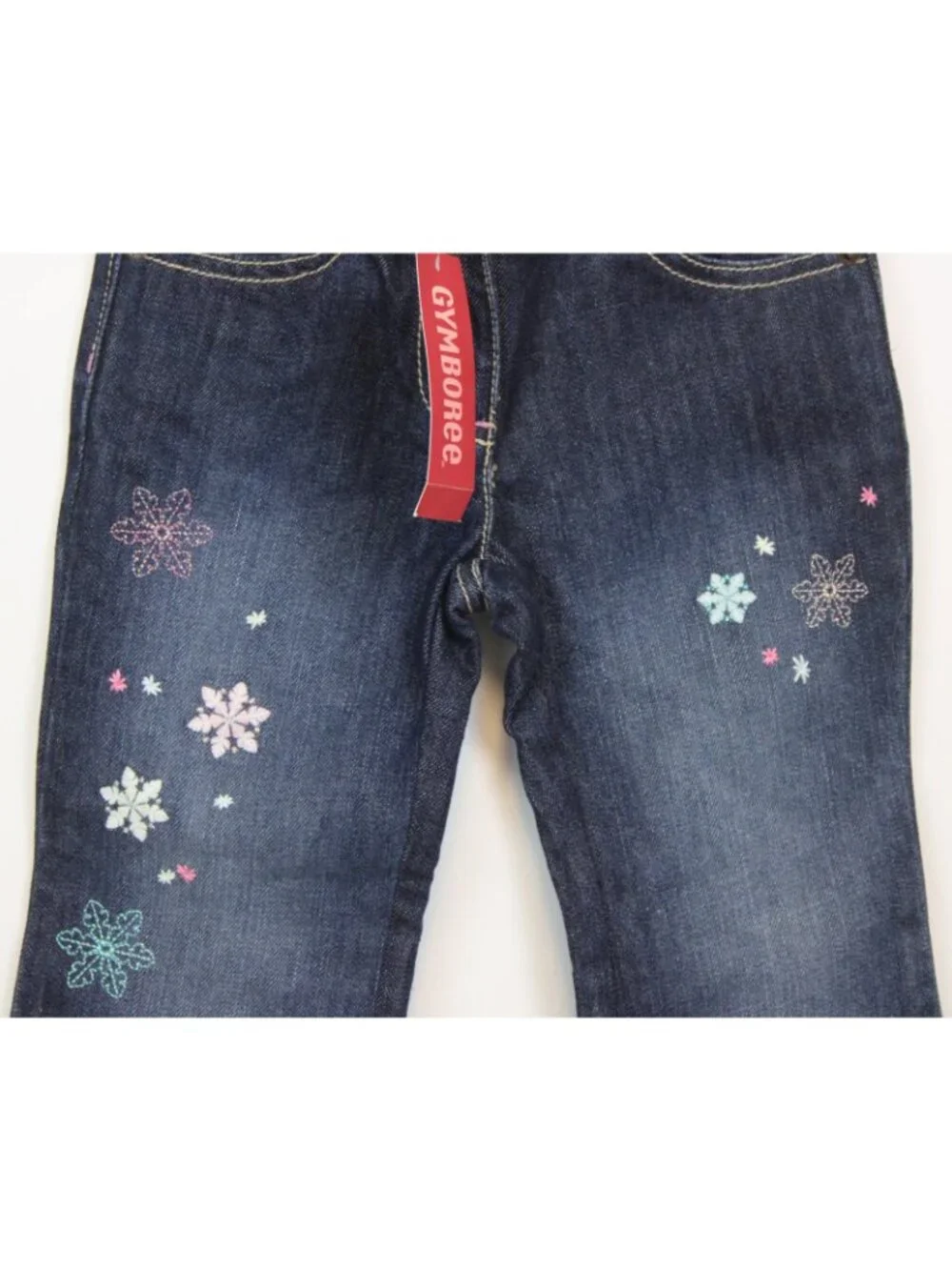 2009 Gymboree Winter Ballerina Jeans sz 4 Embroidered Snowflakes Pockets Flare